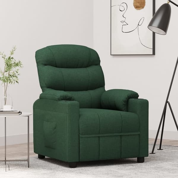 vidaXL Reclinerfåtölj mörkgrön tyg Grön