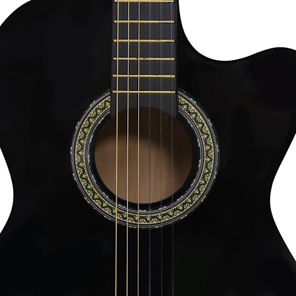 vidaXL Gitarr 12 delar med EQ-pedal 6 och strängar western svart Svart