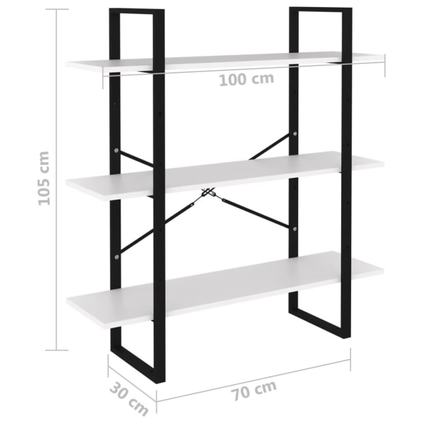 vidaXL Bokhylla vit 100x30x105 cm konstruerat trä Vit