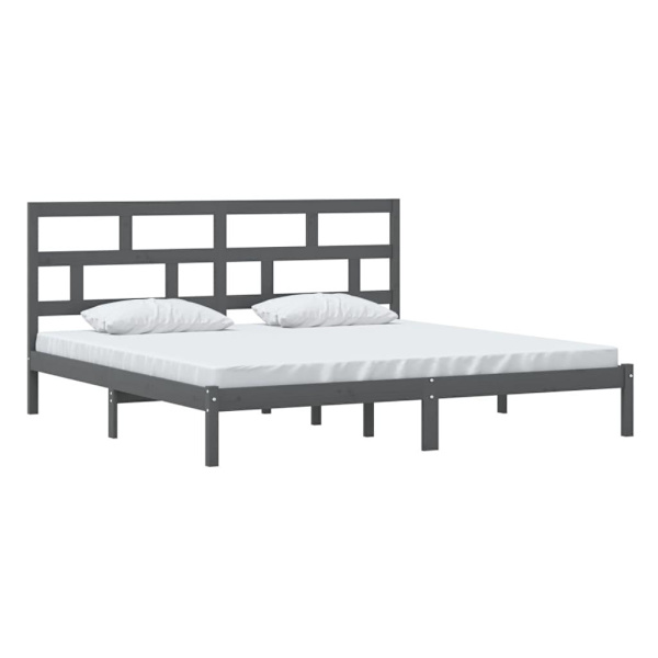 vidaXL Sängram grå massiv furu 200x200 cm Grå