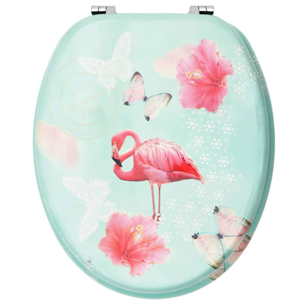 vidaXL Toalettsitsar med lock 2 st MDF flamingo multifärg