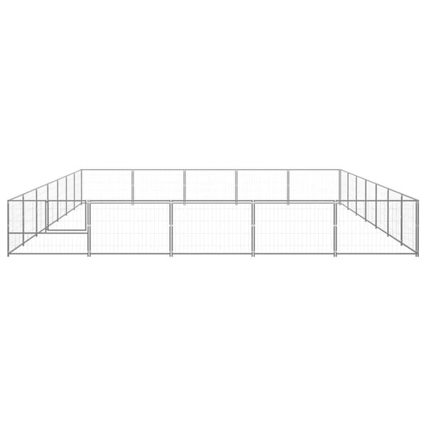 vidaXL Hundgård silver 35 m² stål Silver