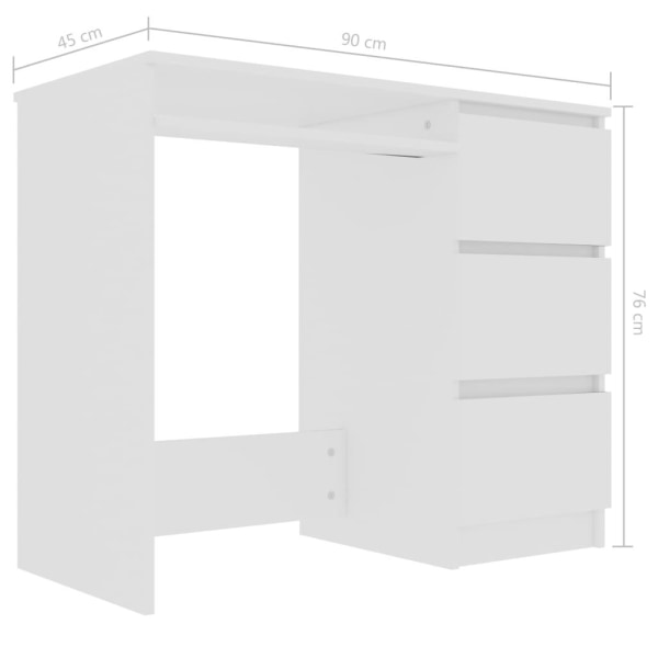 vidaXL Skrivbord vit 90x45x76 cm konstruerat trä Vit
