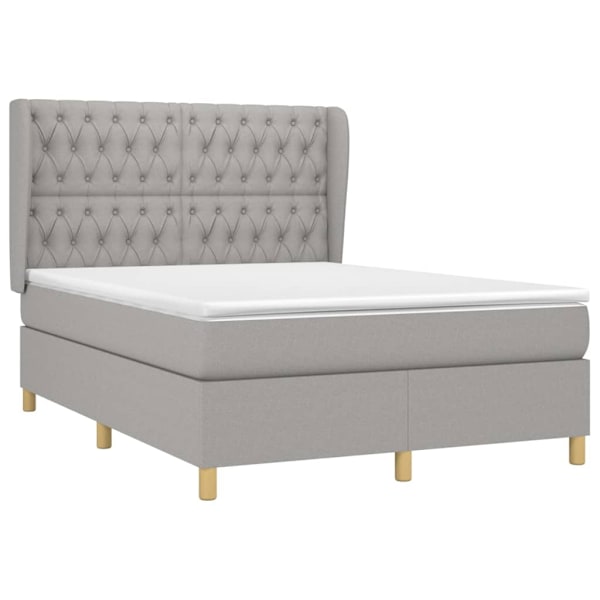 vidaXL Ramsäng med madrass ljusgrå 140x190 cm tyg Grå