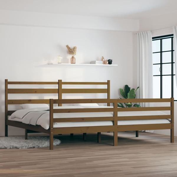 vidaXL Sängram massiv furu 200x200 cm honungsbrun Brun