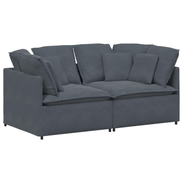 vidaXL Modulsoffa med dynor sammet mörkgrå Grå