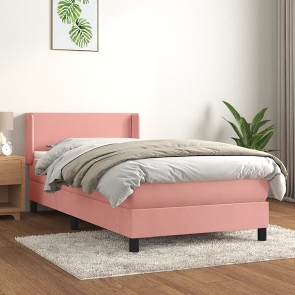 vidaXL Ramsäng med madrass rosa 80x200 cm sammet Rosa