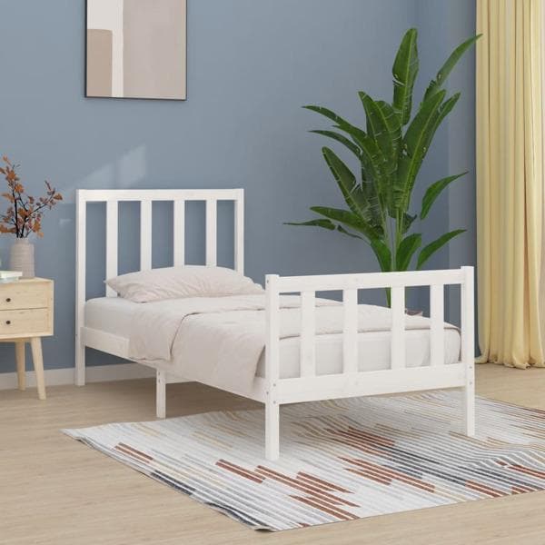vidaXL Sängram vit massivt trä 100x200 cm Vit