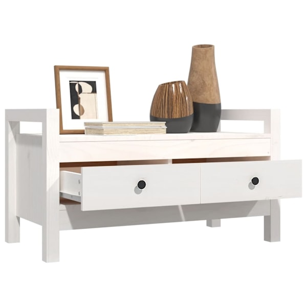 vidaXL Skobänk vit 80x40x43cm massiv furu Vit