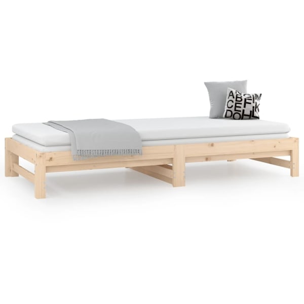 vidaXL Utdragbar dagbädd 2x(80x200) cm massiv furu Brun