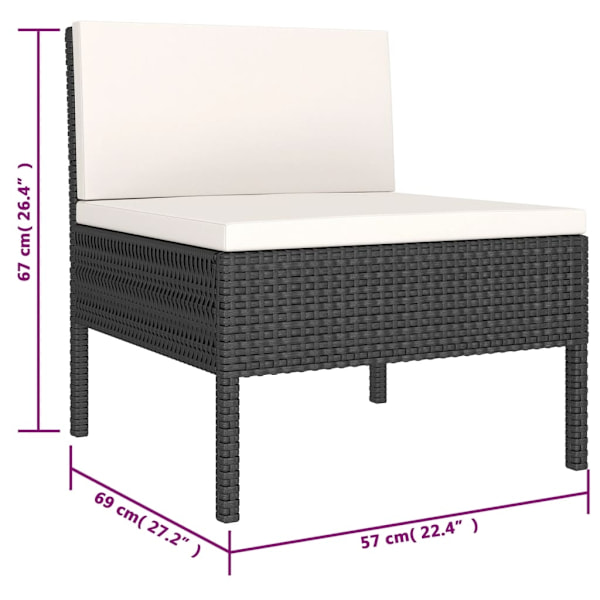 vidaXL Loungeset med dynor 6 delar svart konstrotting Svart