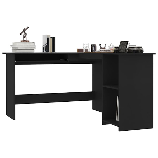 vidaXL Skrivbord L-format svart 120x140x75 cm konstruerat trä Svart