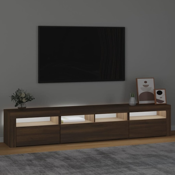 vidaXL Tv-bänk med LED-belysning brun ek 210x35x40 cm Brun