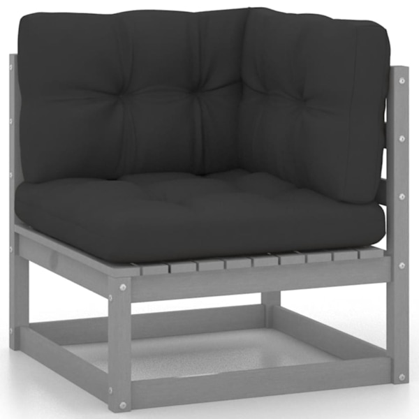 vidaXL Loungegrupp med dynor 8 delar grå massiv furu grå