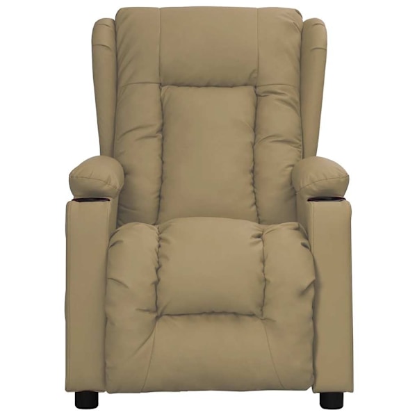 vidaXL Massagefåtölj med uppresningshjälp cappuccino konstläder Brun