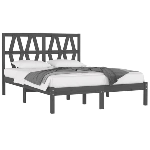 vidaXL Sängram grå massiv furu 140x190 cm Grå