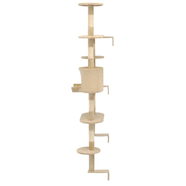 vidaXL Katt Klösträd väggmonterat med klöspelare i sisal 194 cm beige Beige