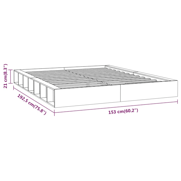 vidaXL Sängram massiv furu 135x190 cm Brun