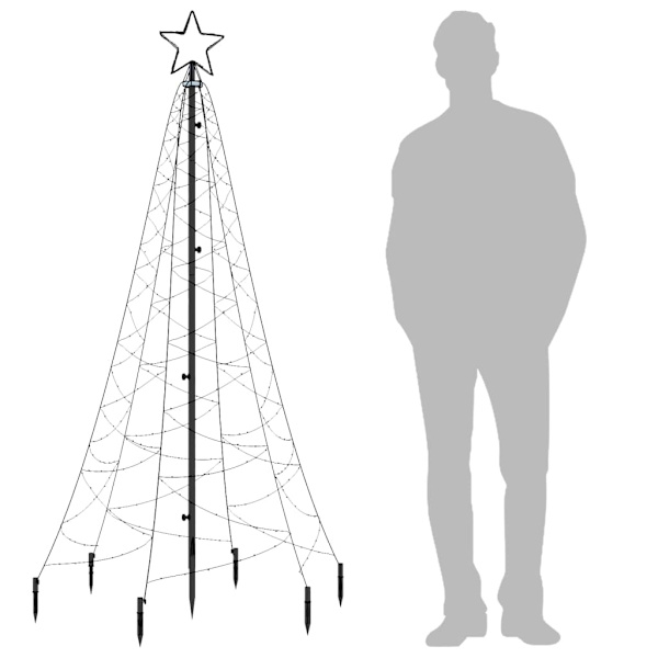vidaXL Julgran med markspett 200 blåa lysdioder 180 cm Blå
