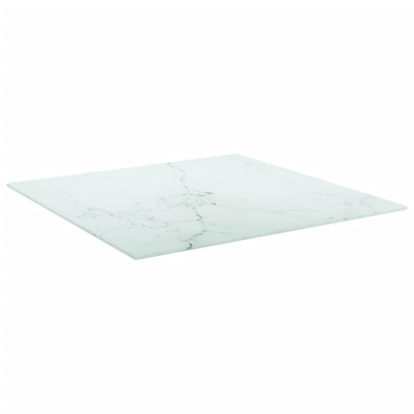 vidaXL Bordsskiva vit 60x60 cm 6 mm härdat glas med marmortextur Vit