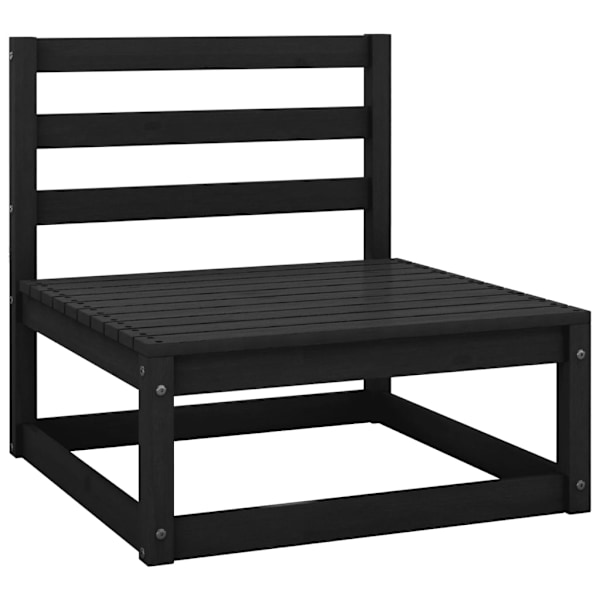 vidaXL Loungegrupp med dynor 4 delar massiv furu Svart