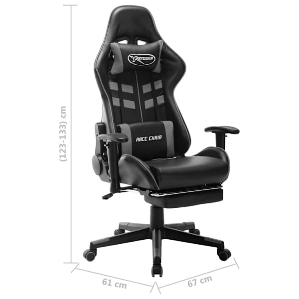 vidaXL Gamingstol med fotstöd svart och grå konstläder multifärg