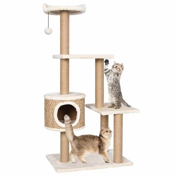 vidaXL Klösträd med klöspelare 123 cm sjögräs Beige