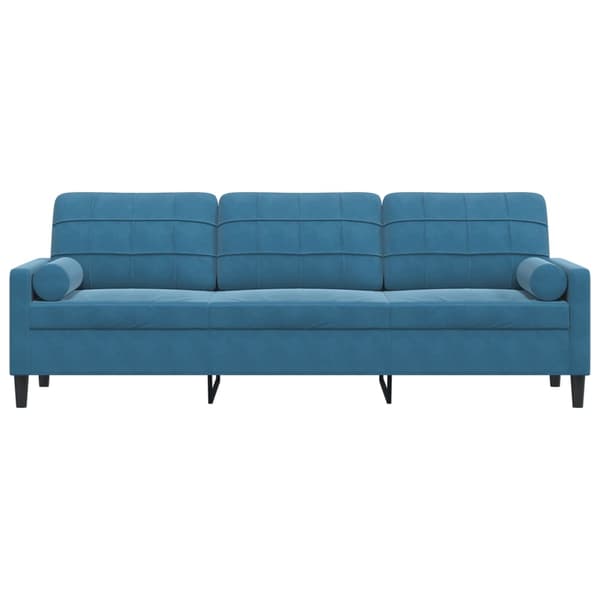 vidaXL 3-sitssoffa med prydnadskuddar blå 210 cm sammet Blå