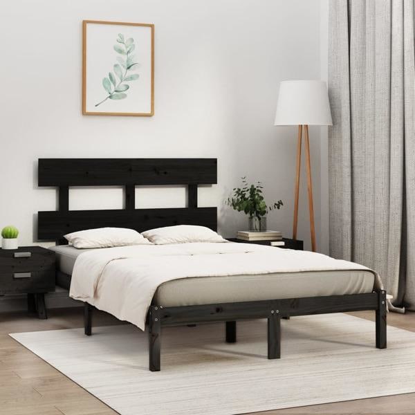 vidaXL Sängram svart massivt trä 200x200 cm Svart