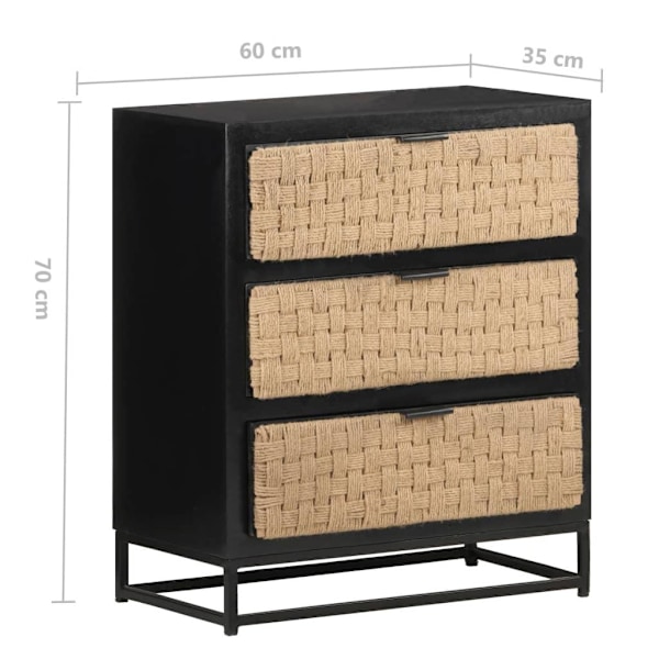 vidaXL Skänk 60x35x70 cm massivt mangoträ Svart