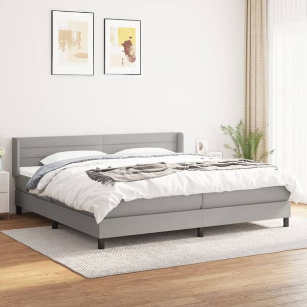 vidaXL Ramsäng med madrass ljusgrå 200x200 cm tyg Grå
