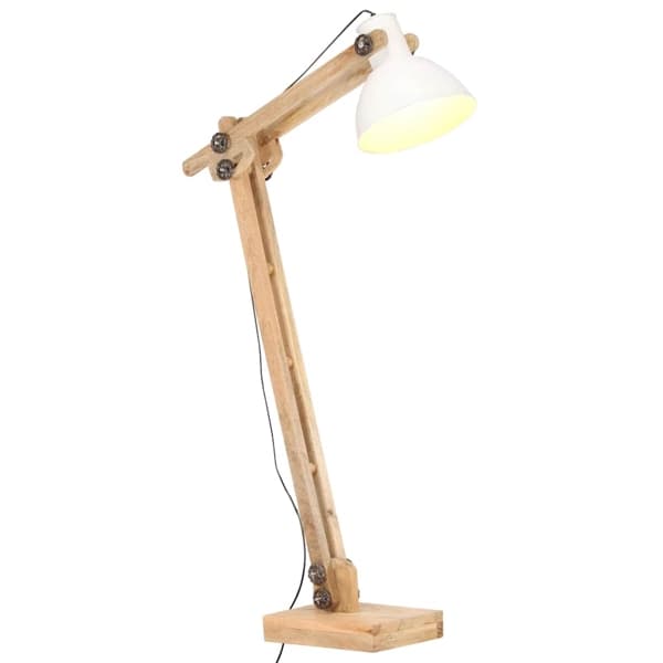 vidaXL Golvlampa vit massivt mangoträ E27 Vit