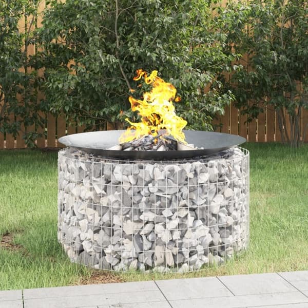 vidaXL Gabion för eldstad Ø 100 cm galvaniserat järn Silver