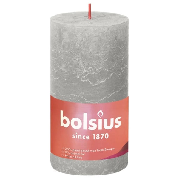 Bolsius Rustika blockljus 4-pack 130x68 mm sandgrå grå