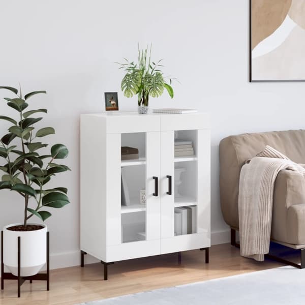 vidaXL Skänk vit högglans 69,5x34x90 cm konstruerat trä Vit