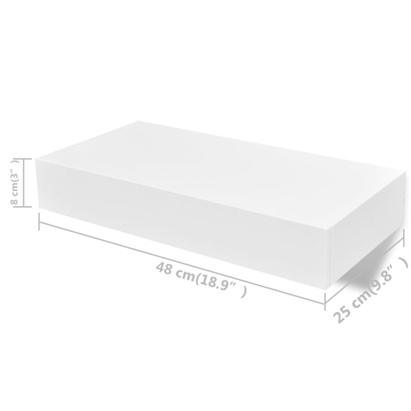 vidaXL Svävande vägghyllor med lådor 2 st 48 cm vit Vit