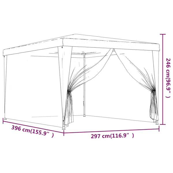 vidaXL Partytält med 4 sidoväggar i nät 3x4 m HDPE antracit Antracit