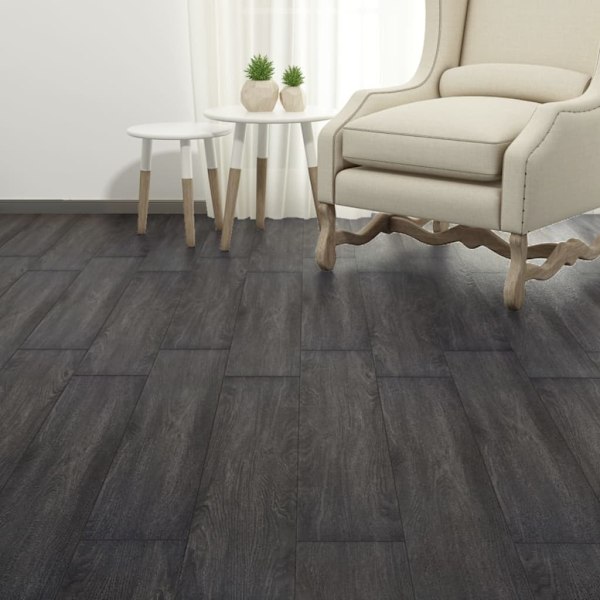vidaXL Ej självhäftande PVC-golvplankor 5,26 m² 2 mm svart och vit Svart