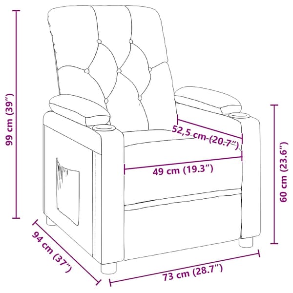 vidaXL Reclinerfåtölj ljusgrå tyg grå
