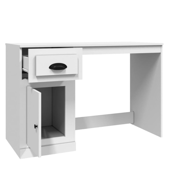 vidaXL Skrivbord med låda vit högglans 115x50x75 cm konstruerat Vit