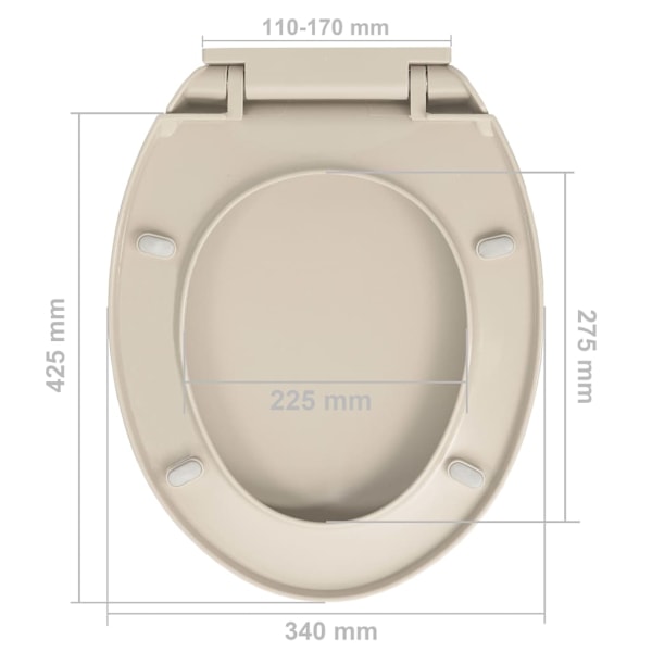 vidaXL Toalettsits mjuk stängning aprikos oval Beige
