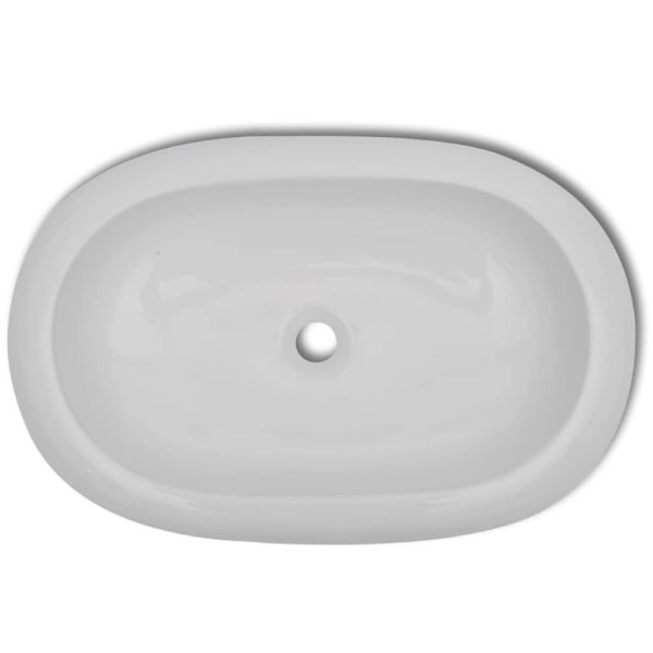 vidaXL Handfat med blandare keramik oval vit Vit