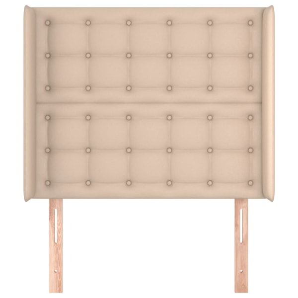 vidaXL Sänggavel med kanter cappuccino 103x16x118/128 cm konstläder Brun