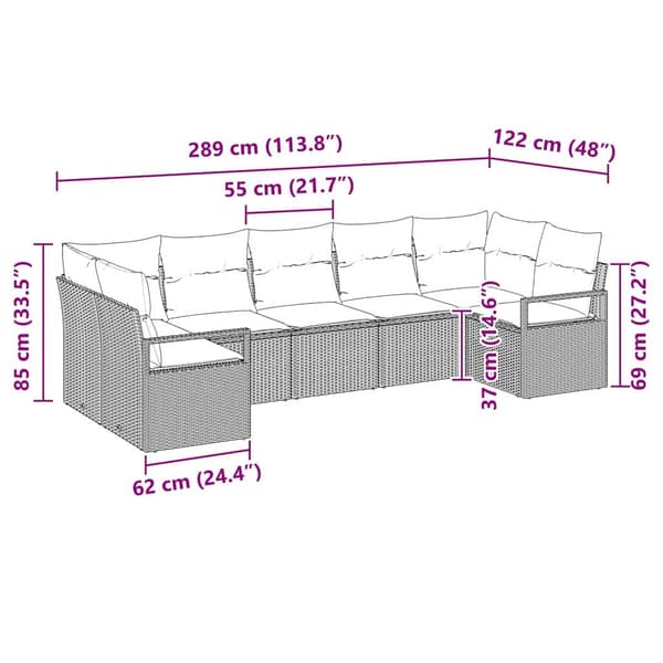 vidaXL Soffset 7 st Beige konstrotting Beige