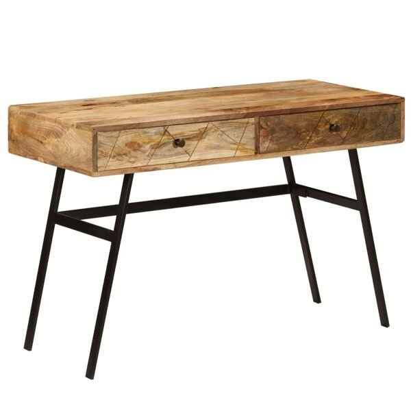vidaXL Skrivbord med lådor massivt mangoträ 110x50x76 cm Brun