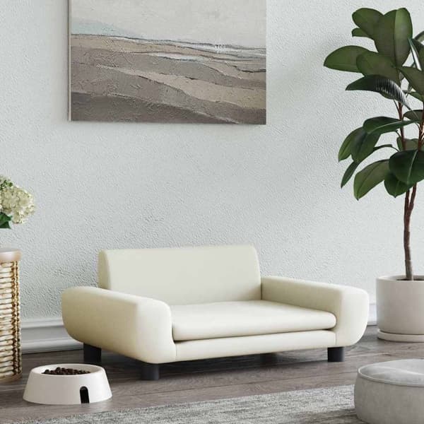 vidaXL Hundbädd gräddvit 70x45x33 cm sammet Kräm