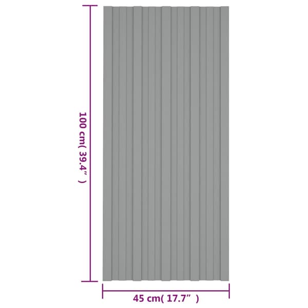 vidaXL Takprofiler 36st galvaniserat stål grå 100x45 cm