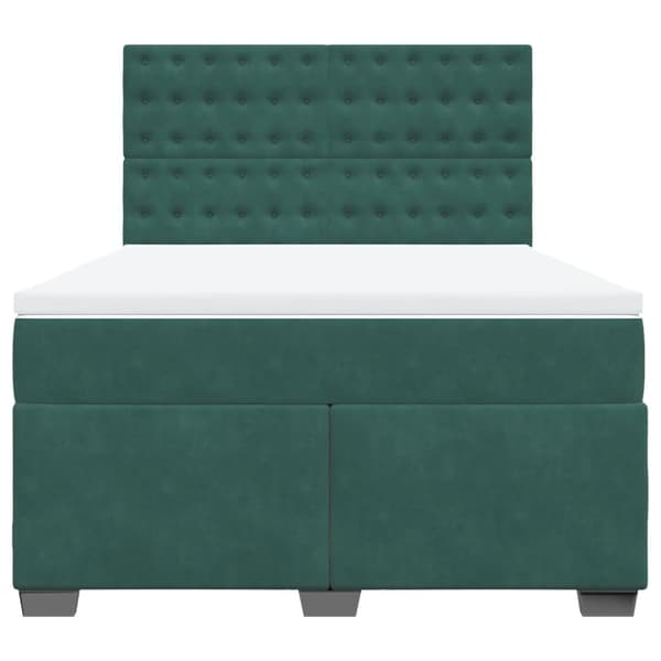 vidaXL Ramsäng med madrass mörkgrön 140x190 cm sammet Grön