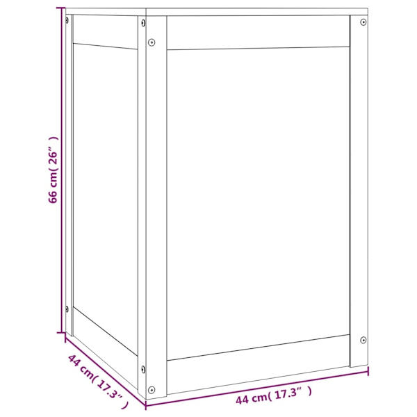 vidaXL Tvättkorg vit 44x44x66 cm massiv furu Vit
