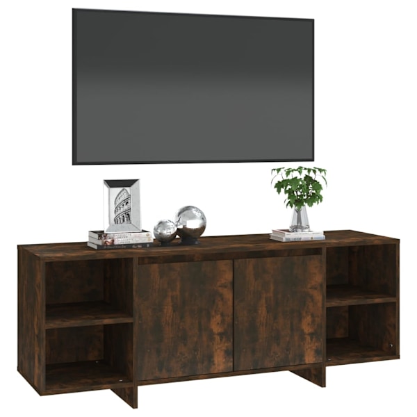 vidaXL Tv-bänk rökfärgad ek 130x35x50 cm konstruerat trä Brun